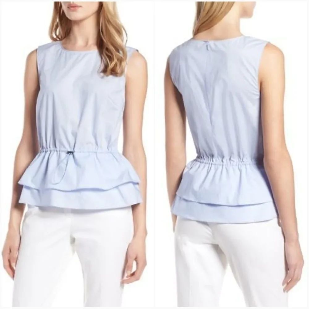 Halogen Toggle Front Peplum Top Sz M